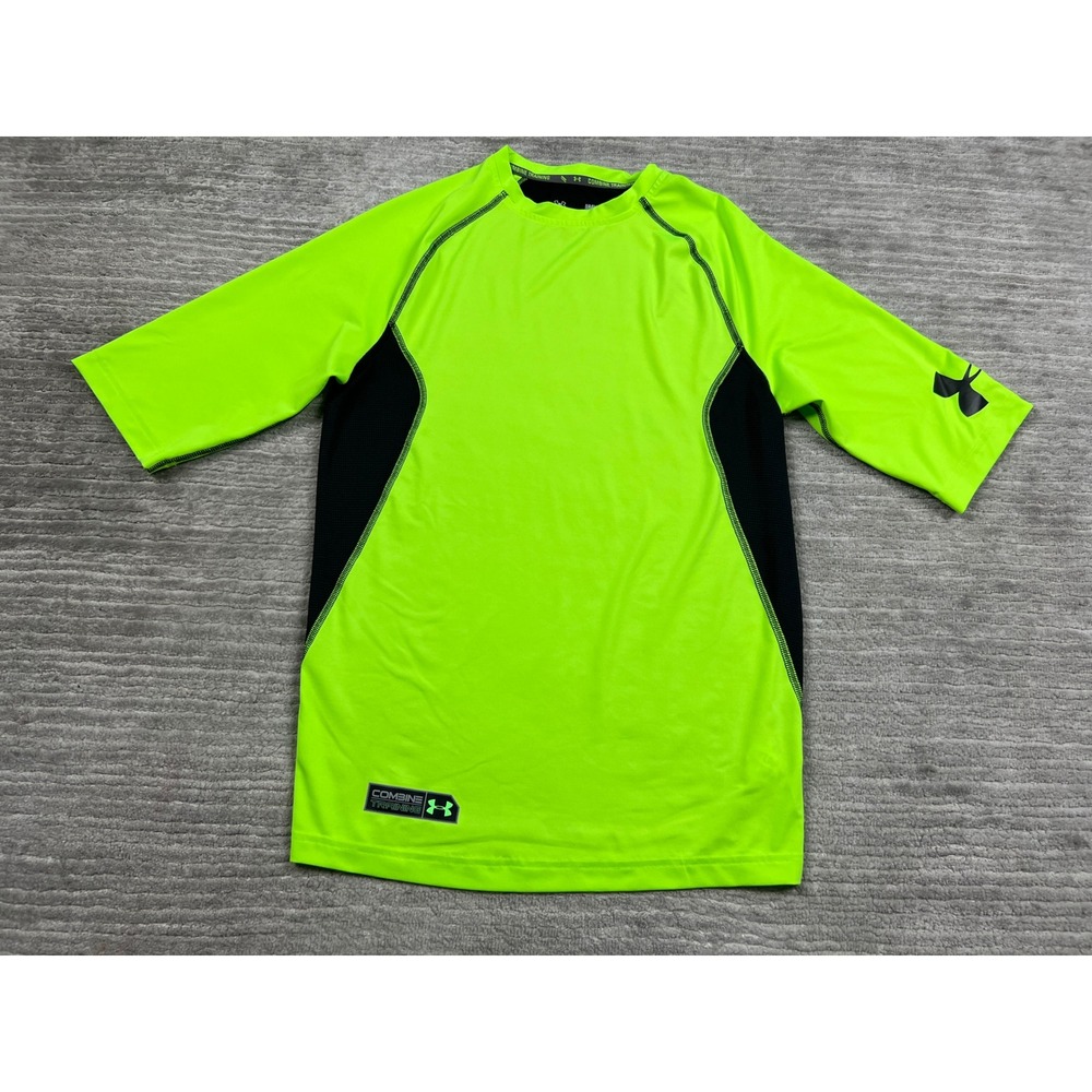 Under Armour Shirt Mens Large Neon Green Combine Training HeatGear Compression